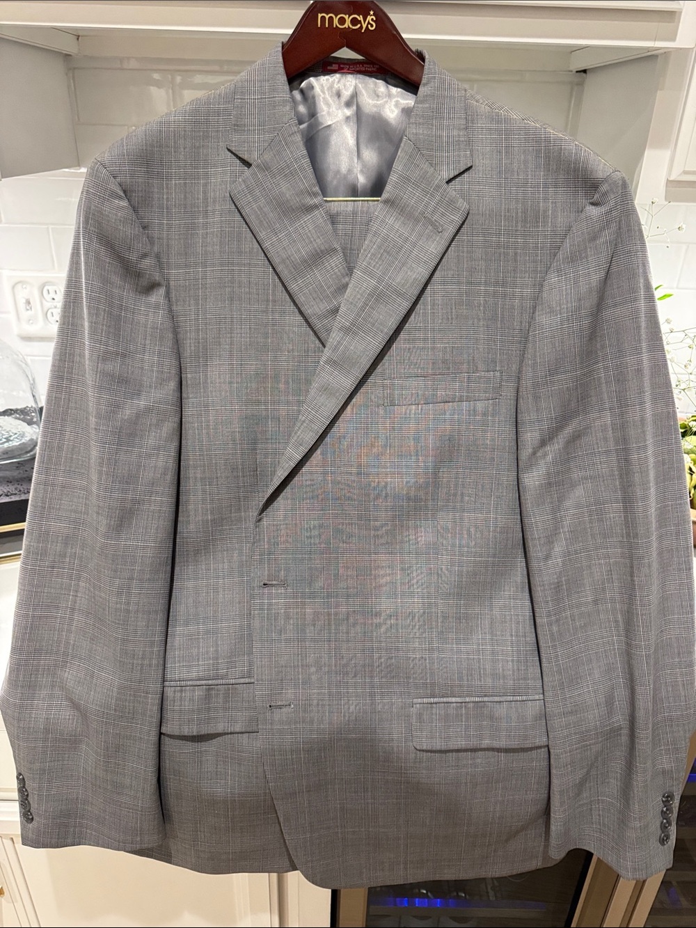 Hart Schaefer Marx / Macy's Light Gray Plaid Men's Suit Jacket